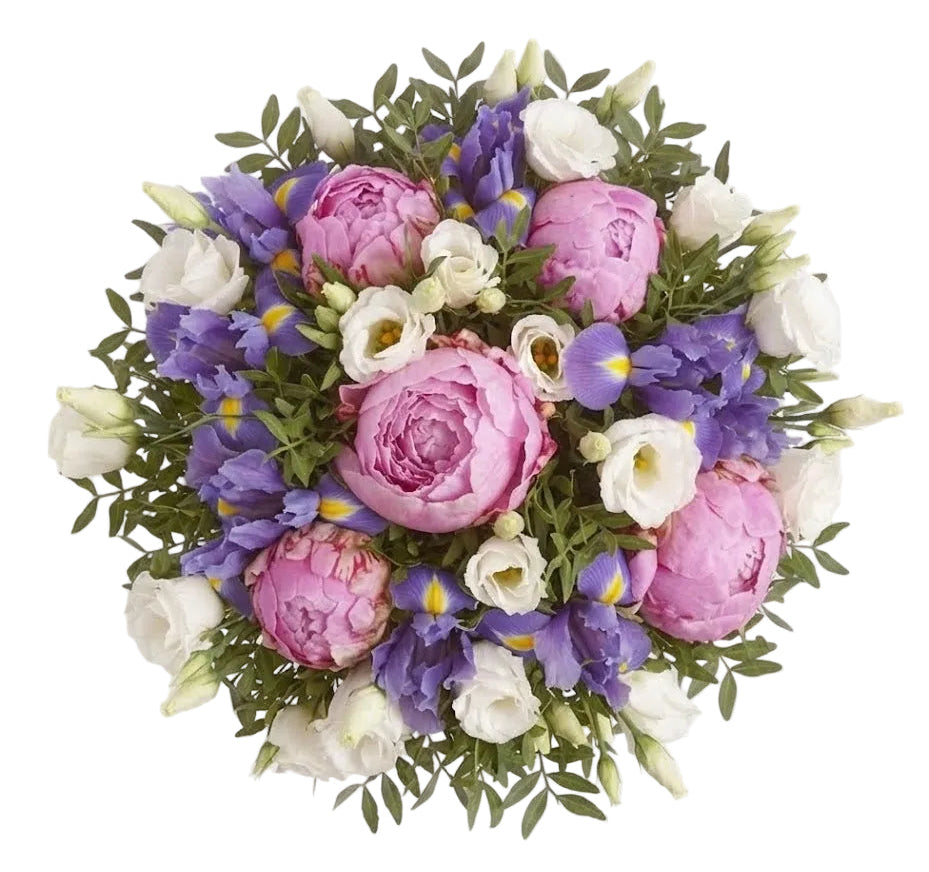 Bouquet of Peonies with Iris and Lisianthus