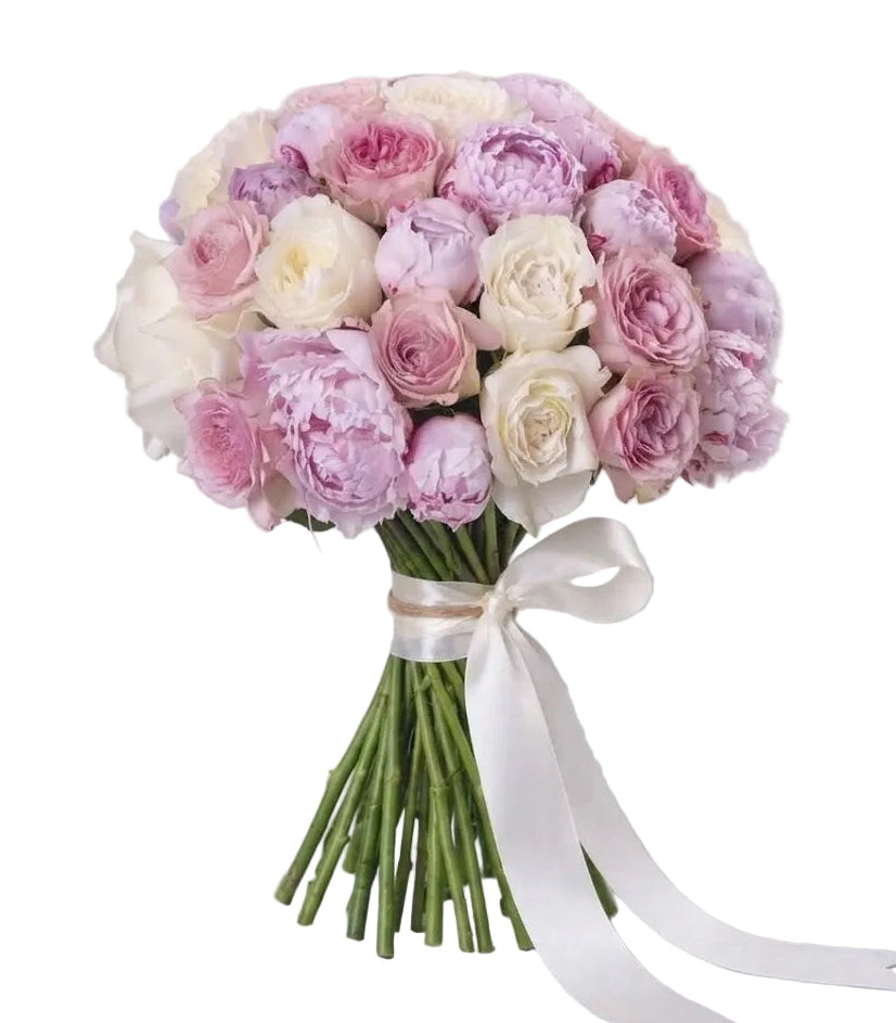 Bouquet of Pink Peonies & Garden Roses