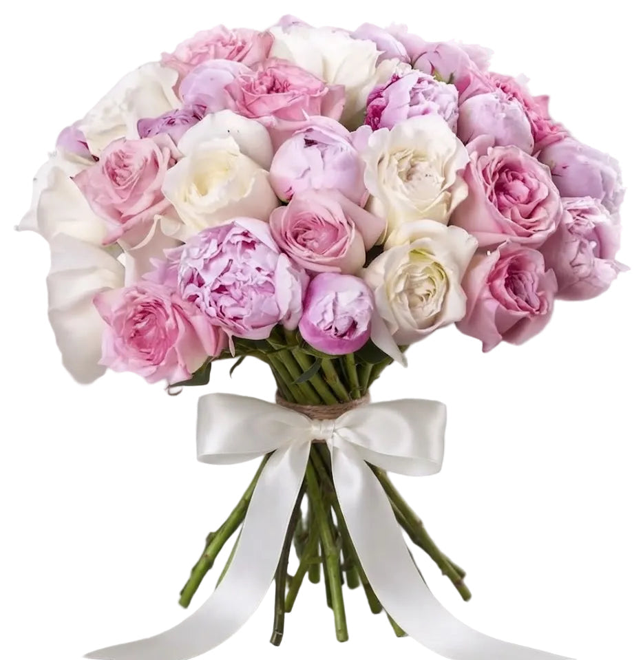 Bouquet of Pink Peonies & Garden Roses