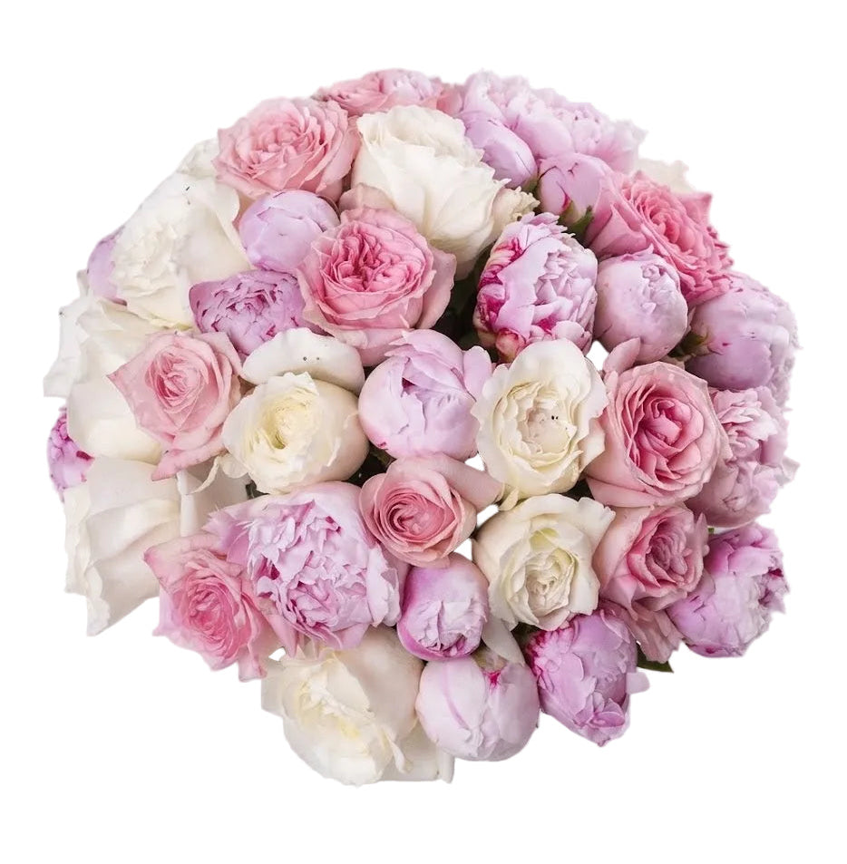 Bouquet of Pink Peonies & Garden Roses