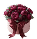 Burgundy Ranunculus with Peonies Elegant Box