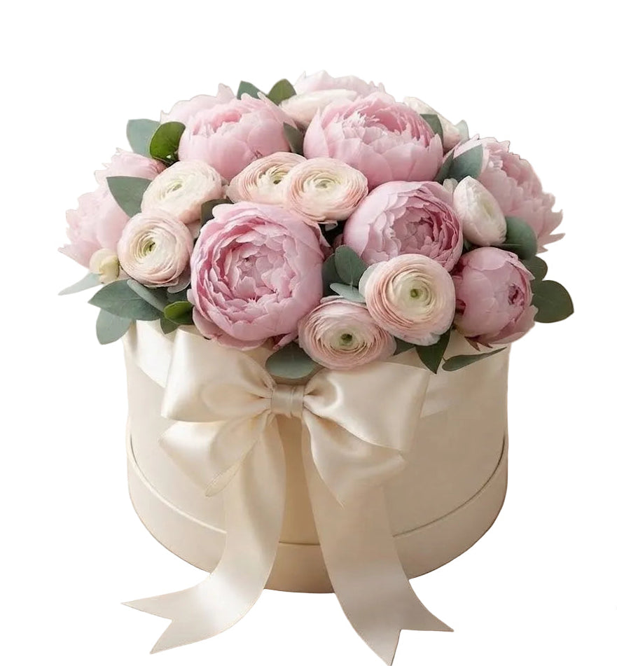 Exquisite Peonies and Pink Ranunculus Flower Box