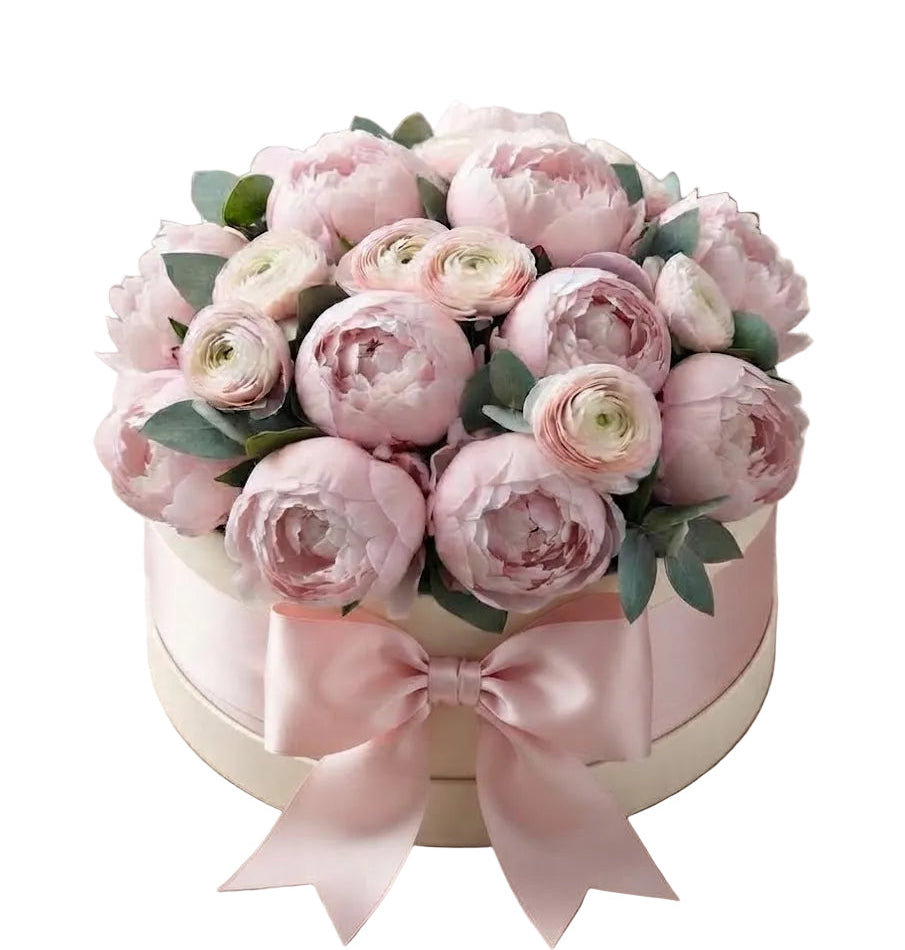 Exquisite Peonies and Pink Ranunculus Flower Box
