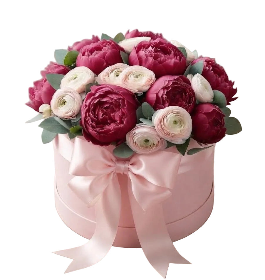 Exquisite Peonies and Pink Ranunculus Flower Box