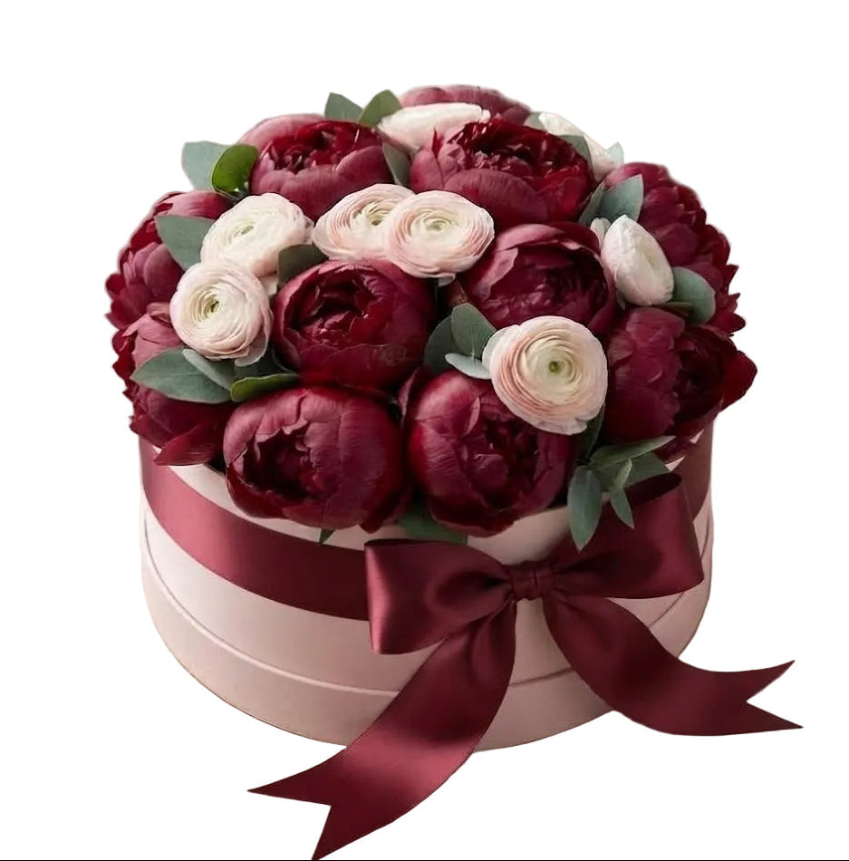 Exquisite Peonies and Pink Ranunculus Flower Box