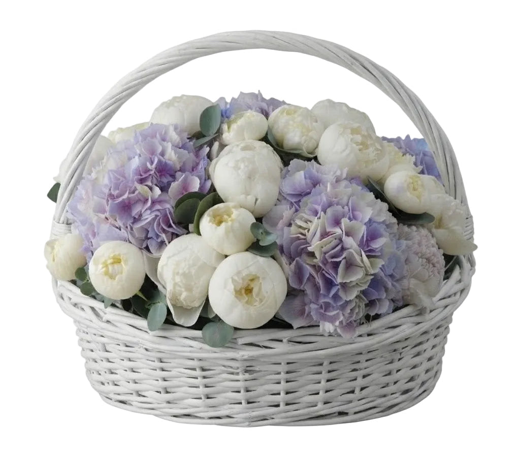 Gorgeous Basket of Peonies and Hydrangea