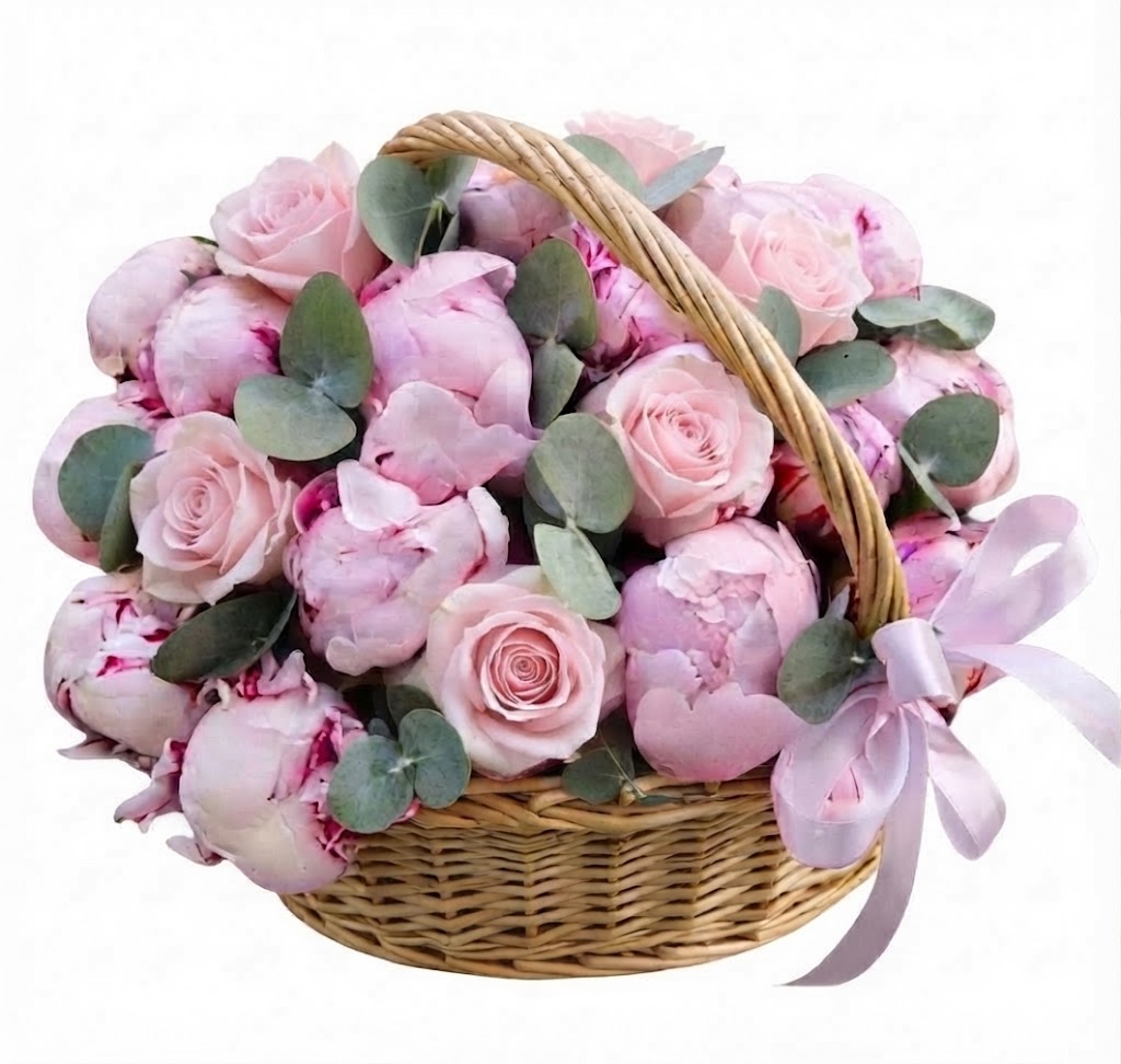 Luxury Basket of Peonies with Roses