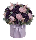 Luxury Purple Hydrangea and Pink Peony Box Arrangement