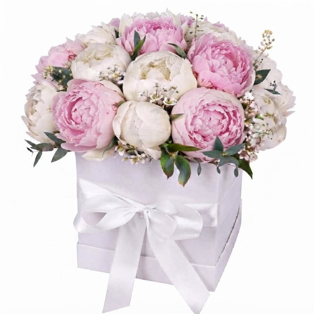 Peonies & Wax Flowers Luxury Square Box