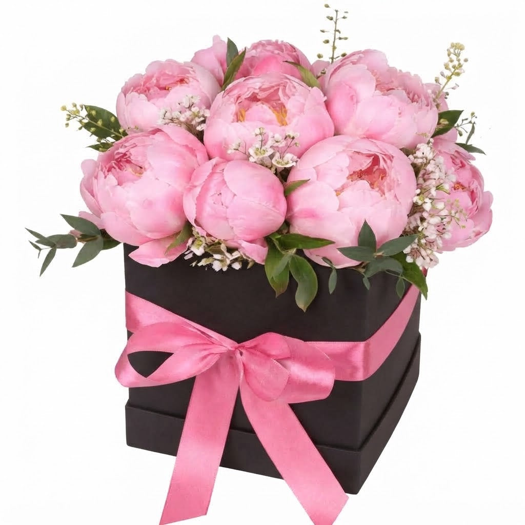 Peonies & Wax Flowers Luxury Square Box