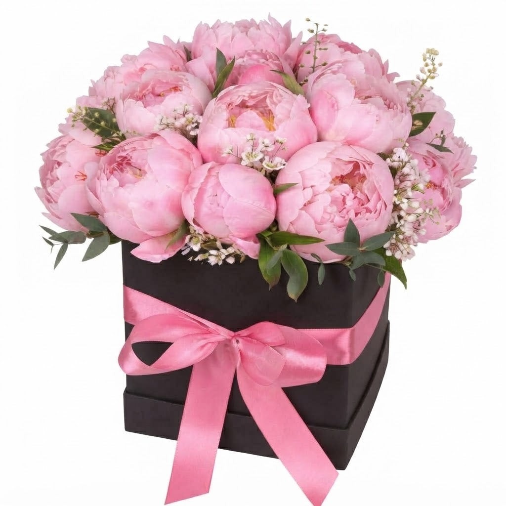 Peonies & Wax Flowers Luxury Square Box