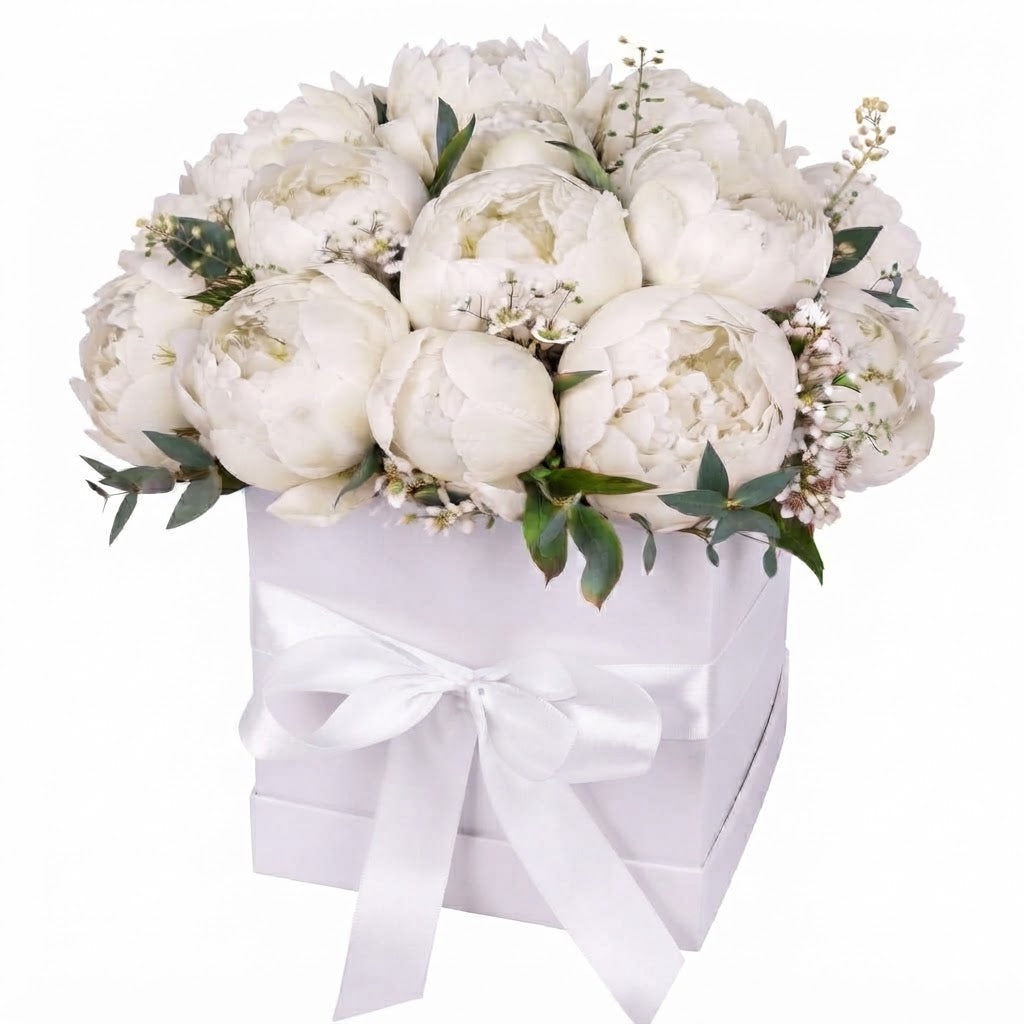 Peonies & Wax Flowers Luxury Square Box