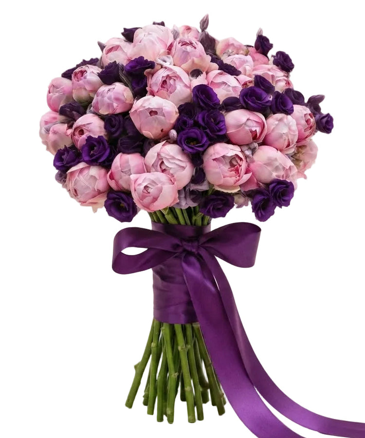 Pink Peonies with Lisianthus Pretty Bouquet