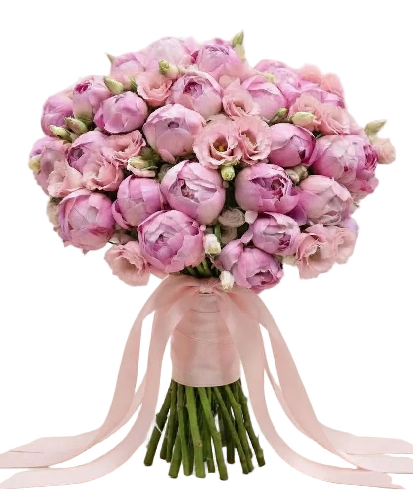 Pink Peonies with Lisianthus Pretty Bouquet