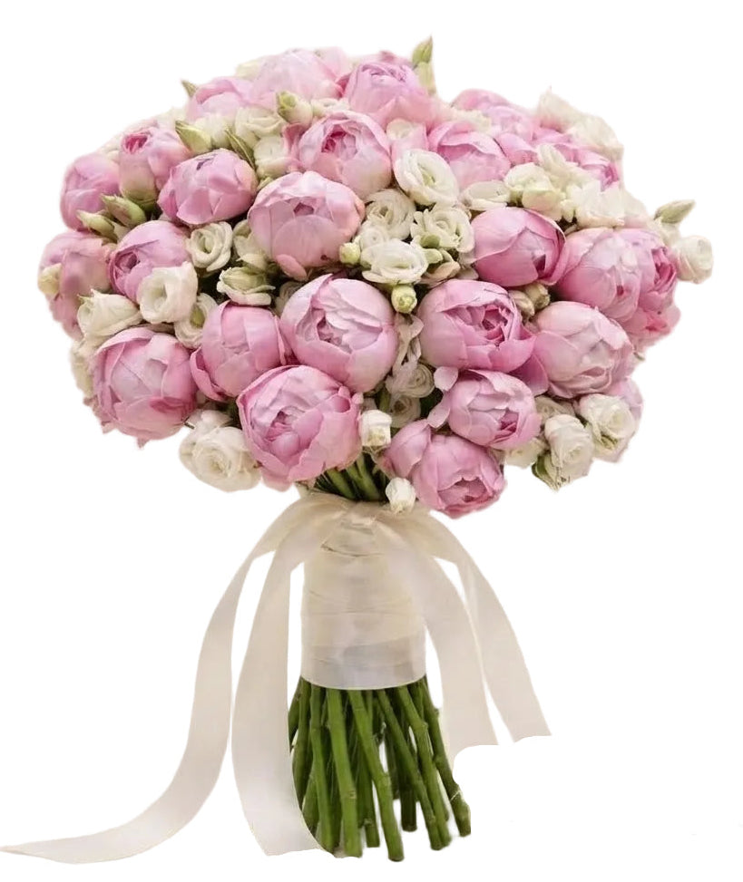 Pink Peonies with Lisianthus Pretty Bouquet