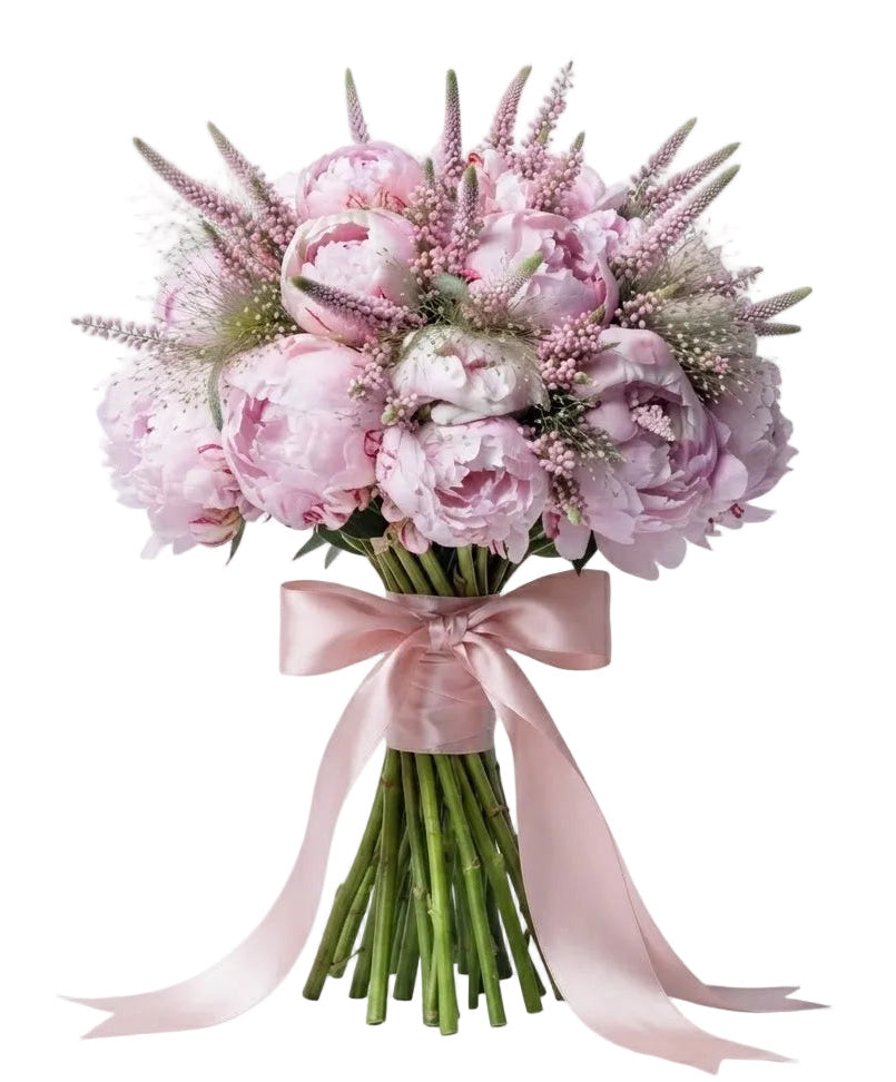 Pretty Bouquet of Pink Peonies with Veronica