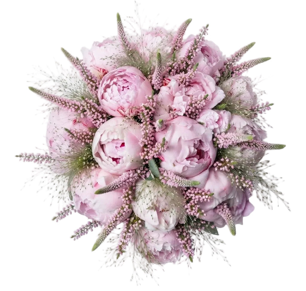 Pretty Bouquet of Pink Peonies with Veronica
