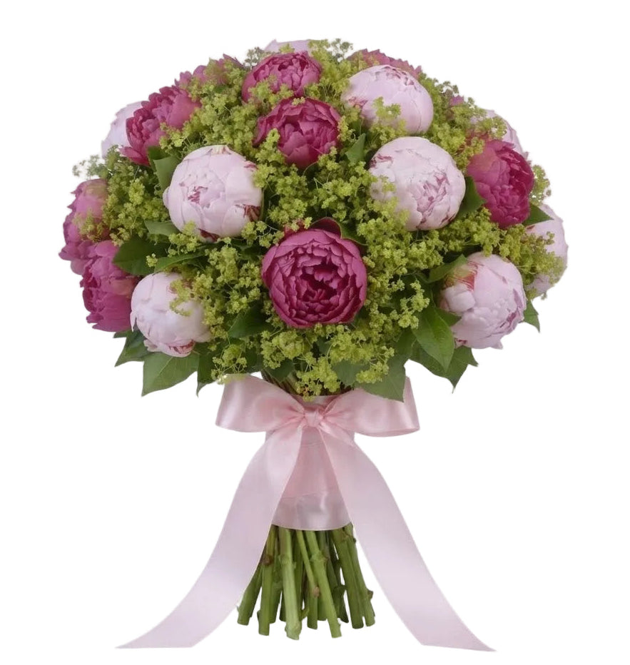 The Pink & Cerise Peony with Alchemilla Bouquet