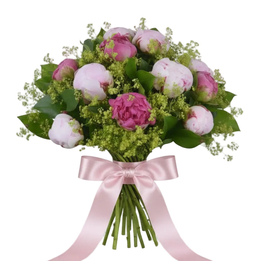 The Pink & Cerise Peony with Alchemilla Bouquet