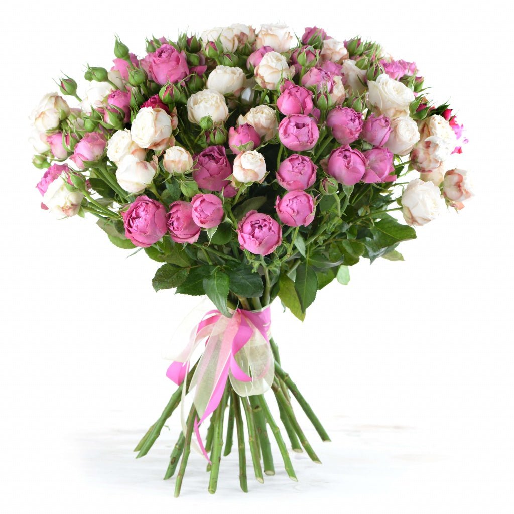 Bombastic Pink & White Spray Garden Roses Bouquet - Fresh Bouquet Co.