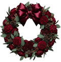 Burgundy Carnations Christmas Wreath with Bow - Fresh Bouquet Co.