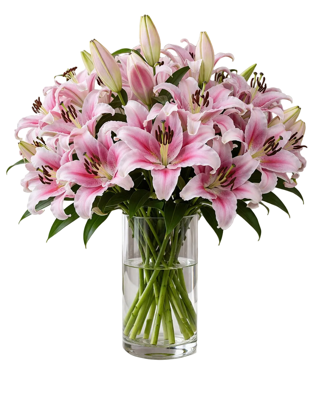 Classic Light Pink Lily Bouquet in Vase - Fresh Bouquet Co.