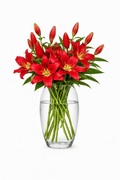 Classic Red Lily Bouquet in Vase - Fresh Bouquet Co.