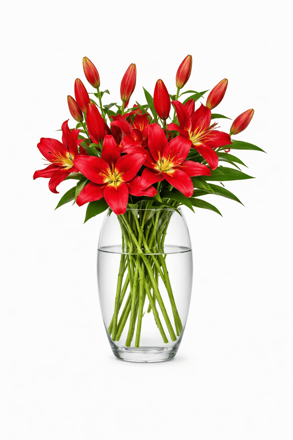 Classic Red Lily Bouquet in Vase - Fresh Bouquet Co.