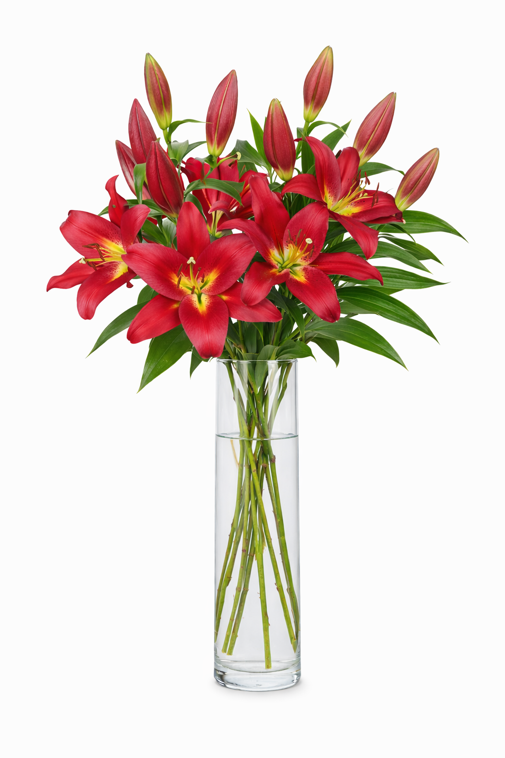 Classic Red Lily Bouquet in Vase - Fresh Bouquet Co.