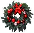 Classic Red & Pastel Pink Baubles Christmas Wreath with Bow - Fresh Bouquet Co.