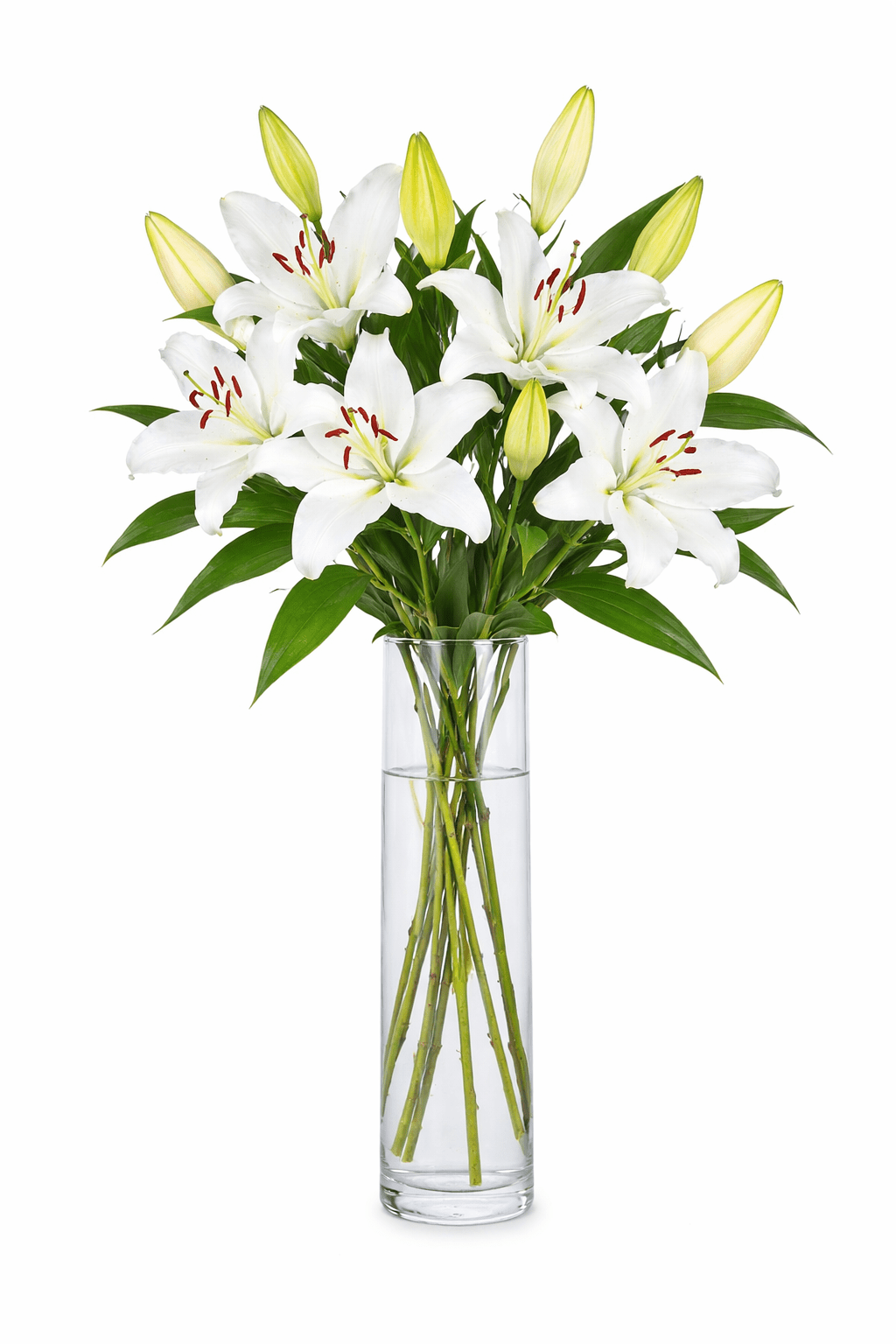 Classic White Lily Bouquet in Vase - Fresh Bouquet Co.