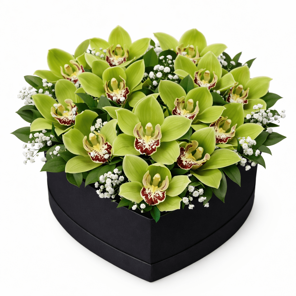 Cymbidium Orchids with Gypsophila and Ruscus - Fresh Bouquet Co.