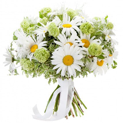 Daisy & Viburnum Bouquet with Pittosporum - Fresh Bouquet Co.