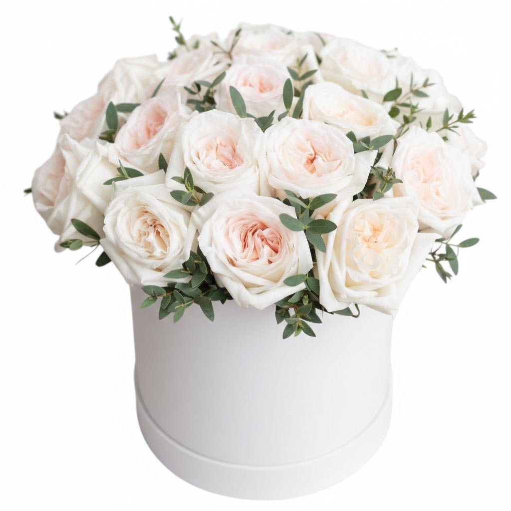 Fragrant White O'Hara Garden Roses Box - Fresh Bouquet Co.