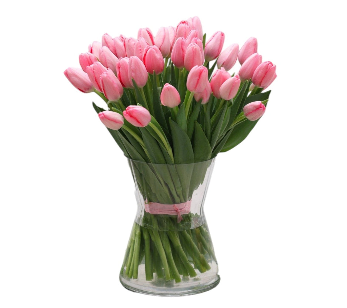 Light Pink Tulips Bouquet in Vase - Fresh Bouquet Co.