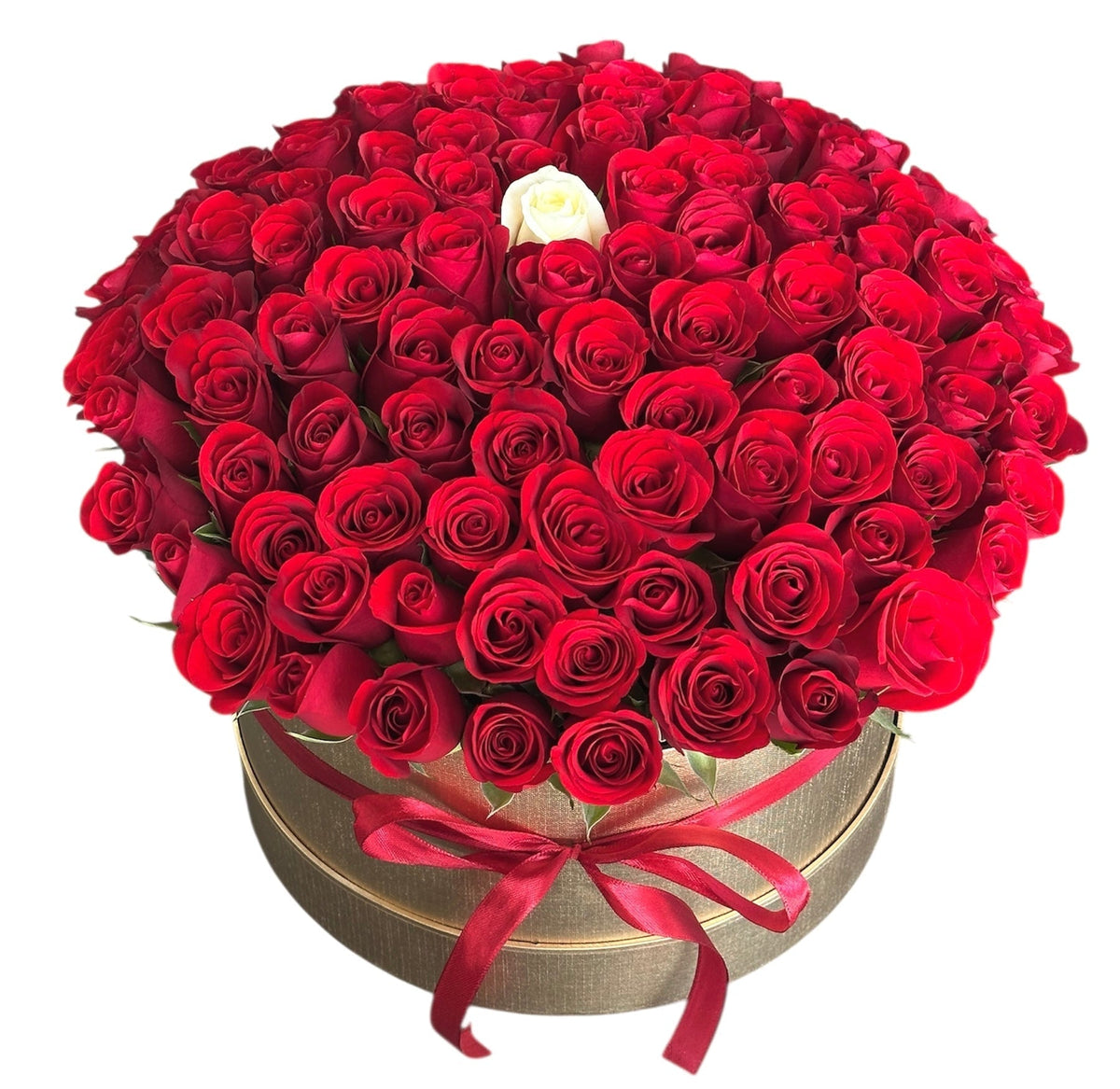 Luxury Roses with One White Rose in the Centre - Fresh Bouquet Co.
