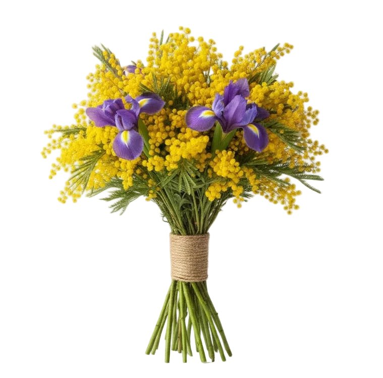 Mimosa and Iris Bouquet - Fresh Bouquet Co.