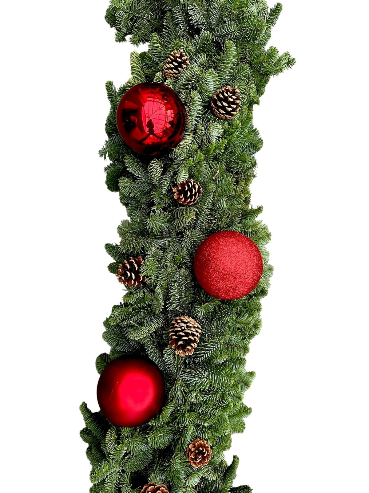 Natural Garland with Big Red Baubles & Cones - Fresh Bouquet Co.