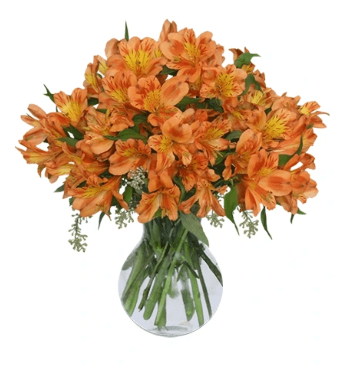 Orange Alstroemeria & Populus Berry Bouquet in Vase - Fresh Bouquet Co.