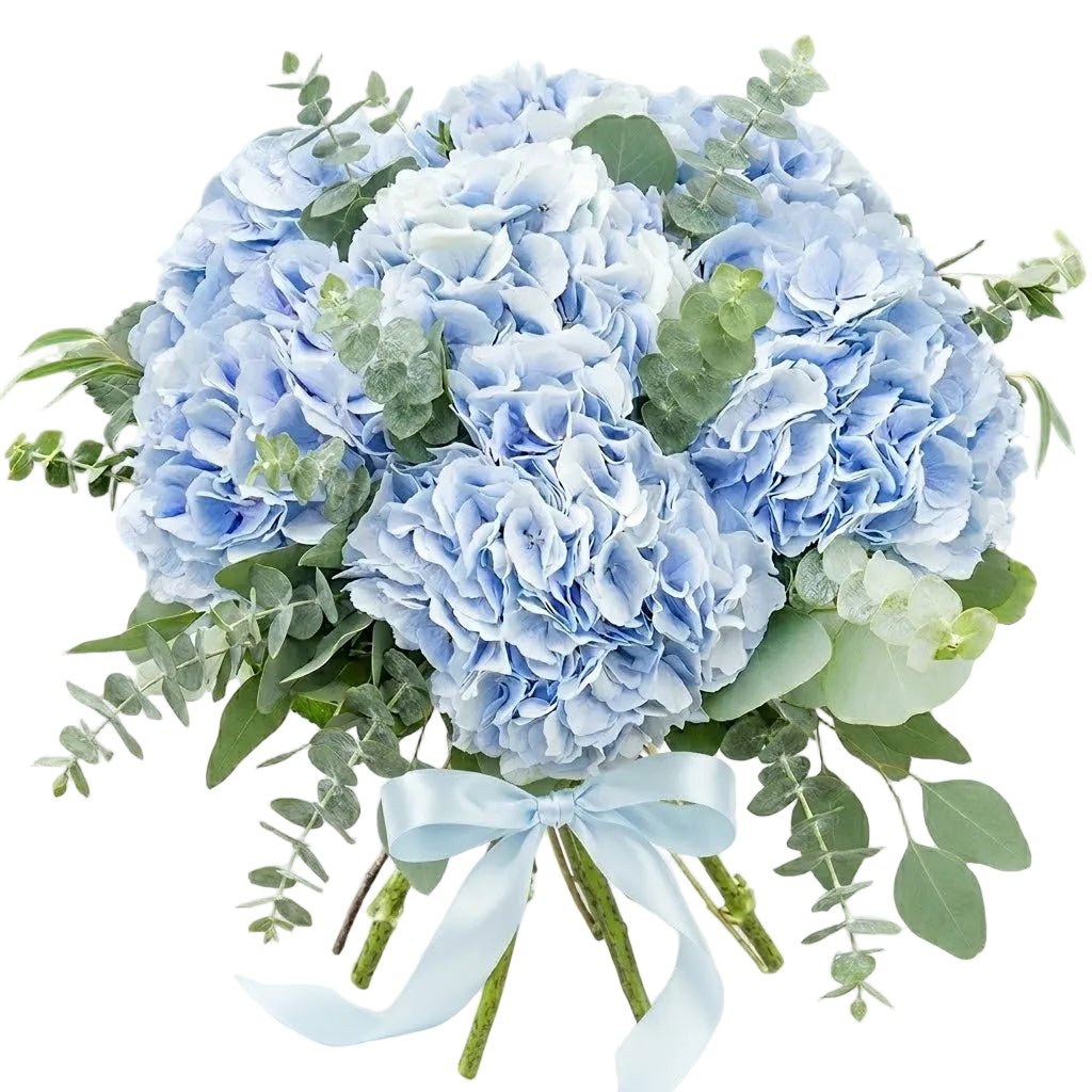 Pale Blue Hydrangea & Eucalyptus Bouquet - Fresh Bouquet Co.