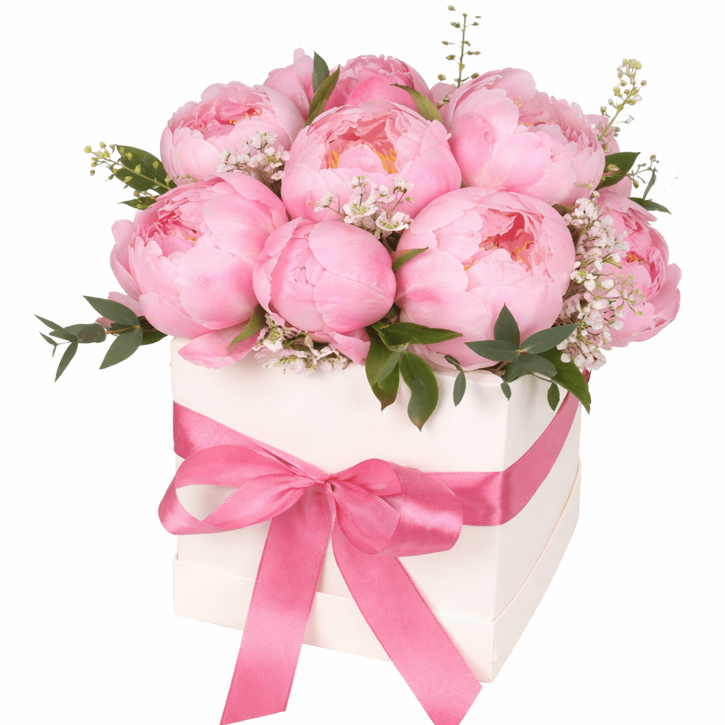 Peonies & Wax Flowers Luxury Square Box