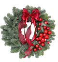 Red Baubles with Bow Christmas Wreath - Fresh Bouquet Co.