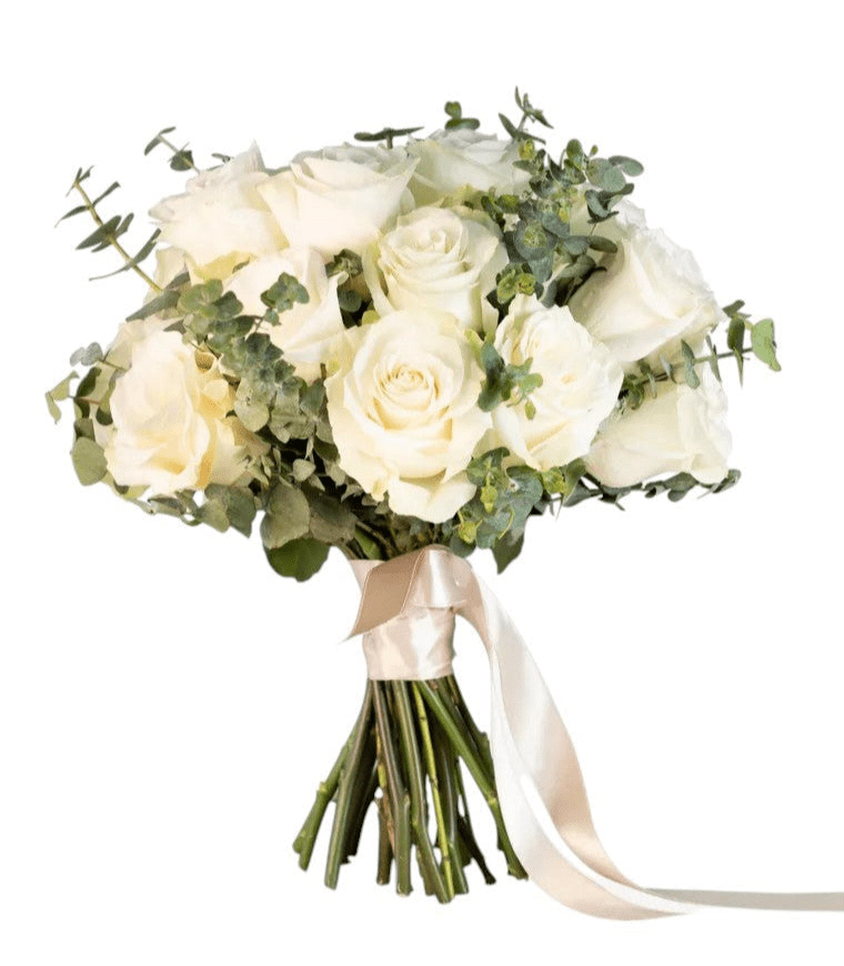 Roses with Eucalyptus Bridal Wedding Bouquet - Fresh Bouquet Co.