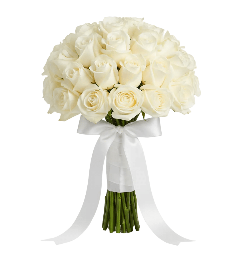 White Avalanche Roses Bridal Wedding Bouquet - Fresh Bouquet Co.