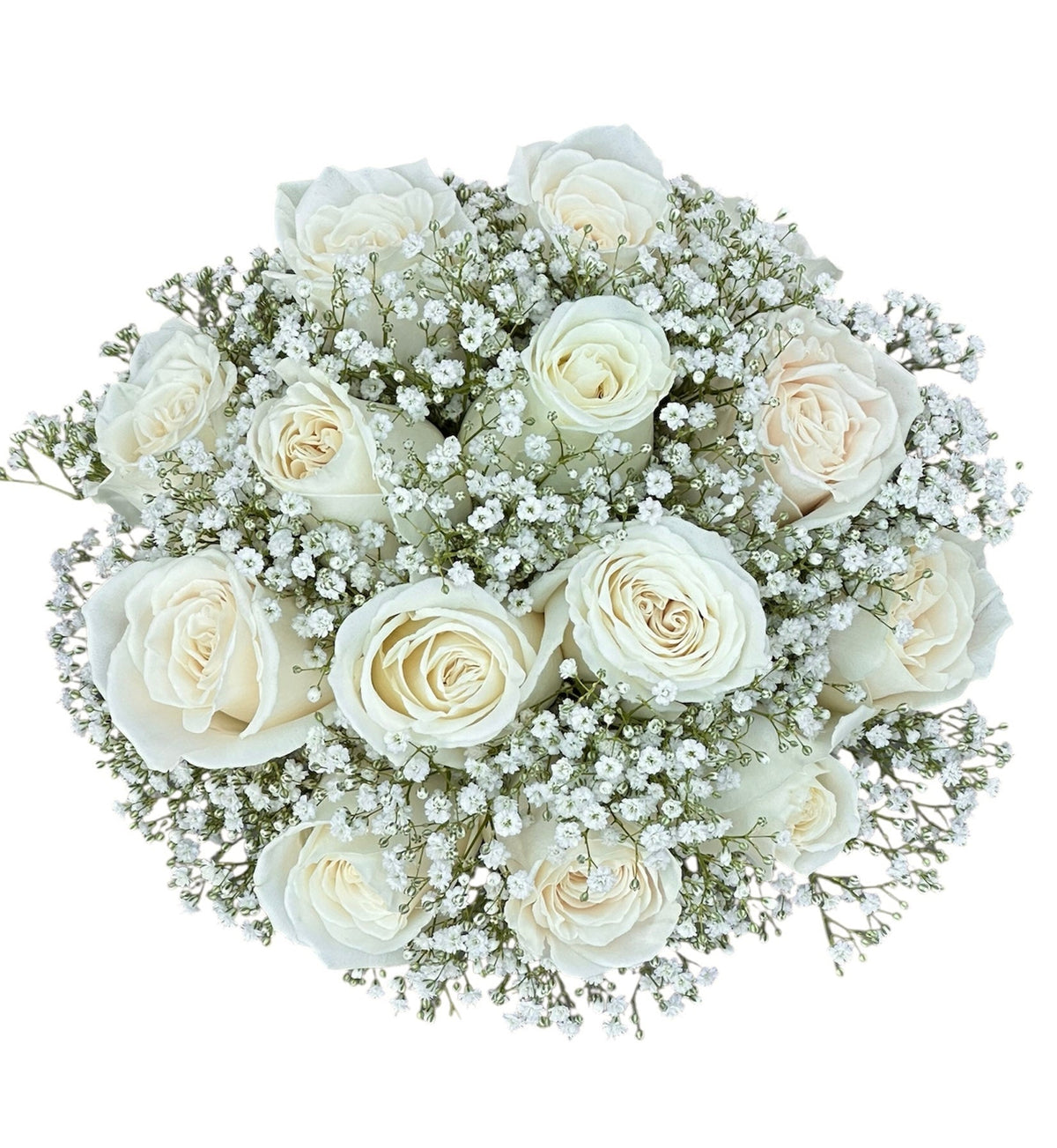 White Playa Blanca Roses with Gypsophila Bridal Wedding Bouquet - Fresh Bouquet Co.